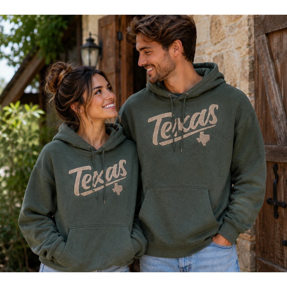 State Of Mine Hoodie‎ Mens XL Green Texas Pullover Sleeve Sweater Stitched Logo